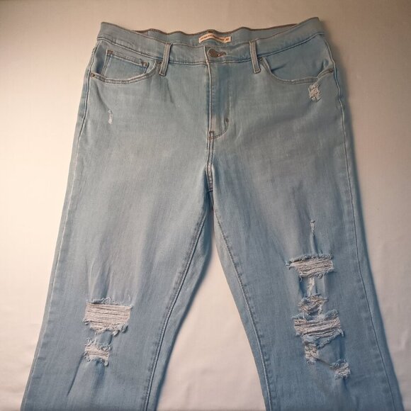 Levi's Denim Jeans Size 32/14 724 High Rise Straight Crop Light Wash Distressed - Picture 2 of 10